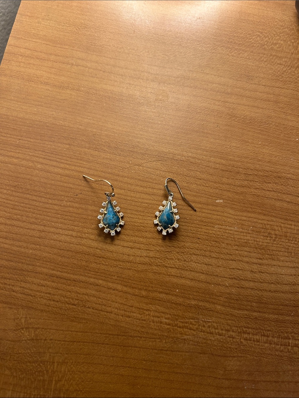 Kendra Scott Blue Teardrop Halo Earrings RARE